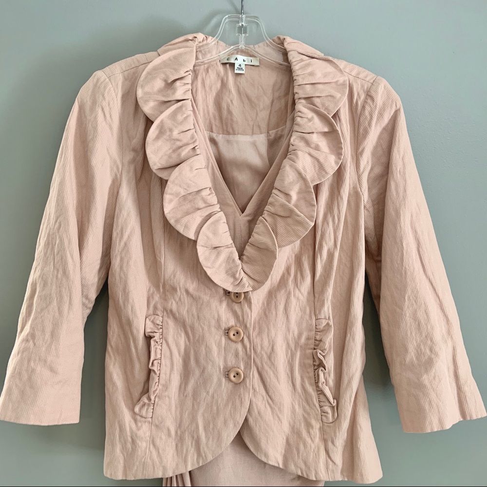Two pieces CAbi Petal Jacket and Figure Flattering Tank. Size 4/S